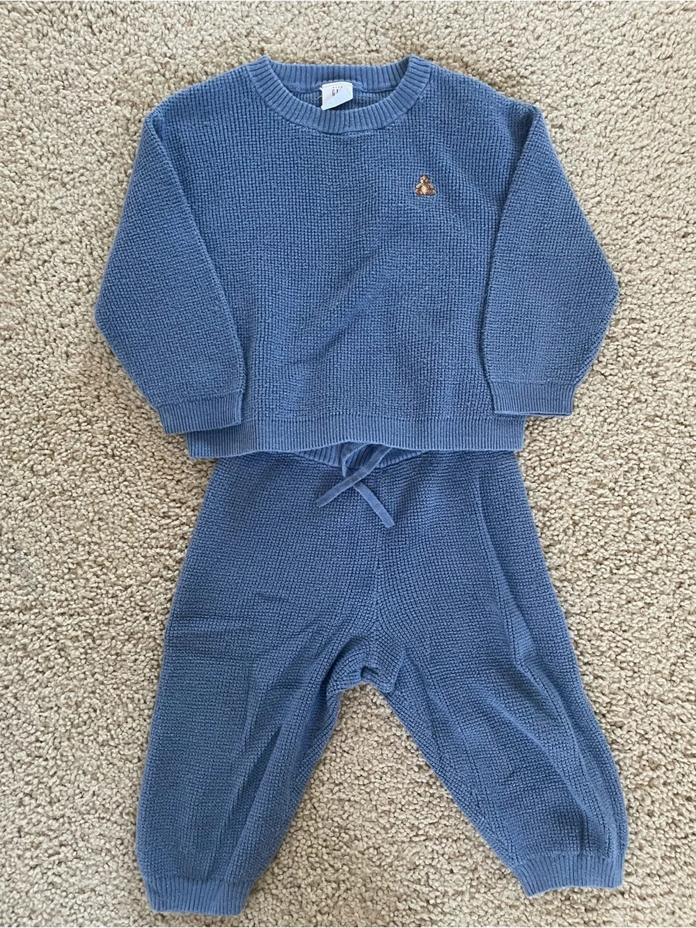 Baby GAP Blue Knit Crewneck Sweater and Pant Set